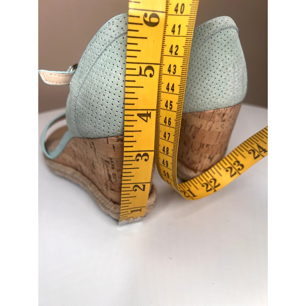 Isaac Mizrahi Live Piper Wedge Sandals Mint Green Suede A277026 8.5 NWOB - Picture 10 of 10